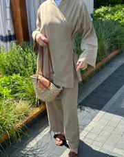 yan bağlamalı kimono takım haki 4