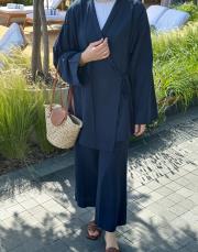 yan bağlamalı kimono takım siyah 4