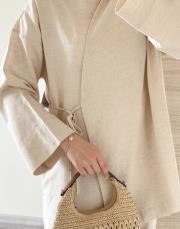 yan bağlamalı kimono takım bej 3