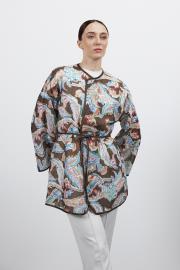 desenli keten kimono kahve 2