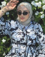 desenli keten kimono siyah