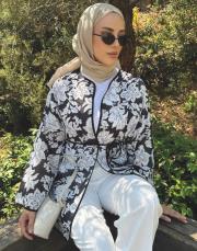 desenli keten kimono siyah 2