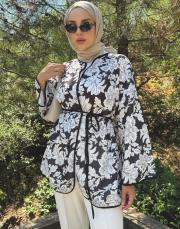 desenli keten kimono siyah 3