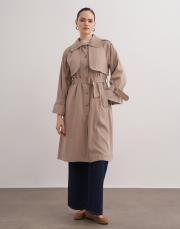 violet düğmeli trenç vizon