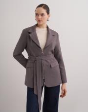 elena fermuar detaylı ceket gri