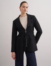 elena fermuar detaylı ceket siyah