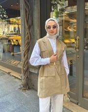 paraşüt kumaş yelek camel 2