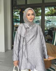 yan bağlamalı jakar ceket lila 2