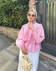 ön bağlamalı kısa gömlek pembe 3