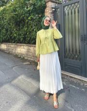 ön bağlamalı kısa gömlek yeşil 2