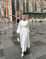 vual keten elbise kırık beyaz 2