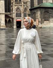 vual keten elbise kırık beyaz 4