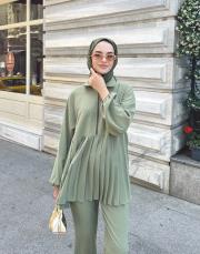 pilise detaylı pantolon takım haki 2