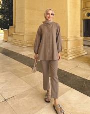 biye detaylı keten takım vizon 2