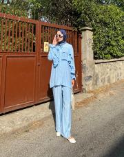 volan detaylı takım mavi 2