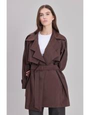 poise kısa trenç acı kahve