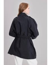 poise kısa trenç siyah 3