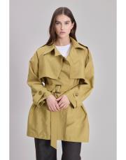 poise kısa trenç yağ yeşili