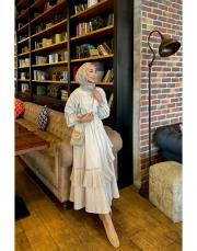 paraşüt kumaş etek krem