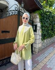 dantel yaka gömlek yeşil 2