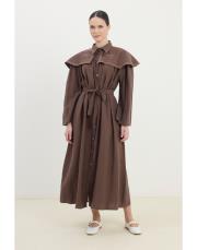 diana pelerinli elbise kahve