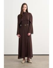 perry pelerinli elbise kahve 2