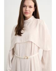 perry pelerinli elbise bej