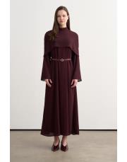 perry pelerinli elbise bordo 2