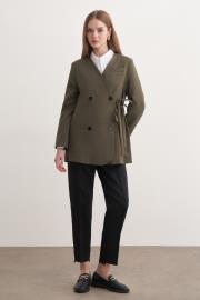 yan bağlamalı ceket haki