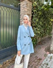 yan bağlamalı ceket bebe mavi