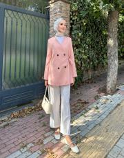 yan bağlamalı ceket somon 3