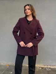 yan bağlamalı ceket bordo 2