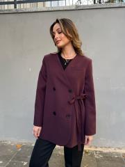 yan bağlamalı ceket bordo 4