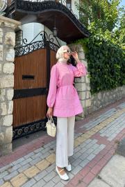 brode detaylı tunik pembe 2