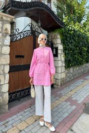 brode detaylı tunik pembe 3