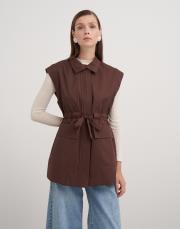 ön cepli bağlamalı yelek acı kahve