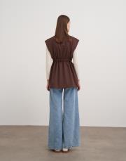 ön cepli bağlamalı yelek acı kahve 4