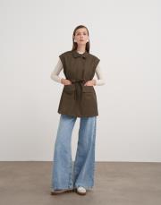 ön cepli bağlamalı yelek haki