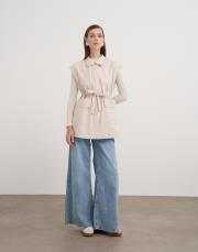 ön cepli bağlamalı yelek bej 2