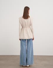 ön cepli bağlamalı yelek bej 4