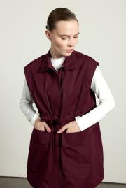 ön cepli bağlamalı yelek bordo 3