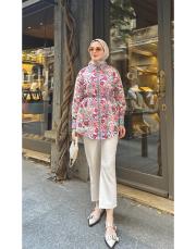 floral desenli gömlek mavi 2