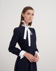 yakası bağlama detaylı elbise lacivert 2