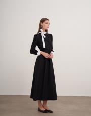 yakası bağlama detaylı elbise siyah 2