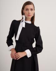 yakası bağlama detaylı elbise siyah 3