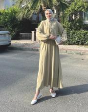 bağlama detaylı etekli takım soft yeşil 2