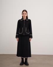 çoban dikişli etekli takım siyah