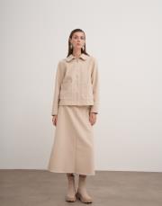 çoban dikişli etekli takım bej