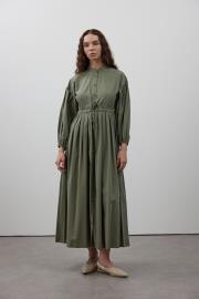 pile detaylı basic elbise haki