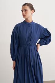 pile detaylı basic elbise lacivert 3